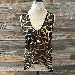 Show Me Your MuMu Vintage Leopard Print Sheer Sleeveless Top Size Small
